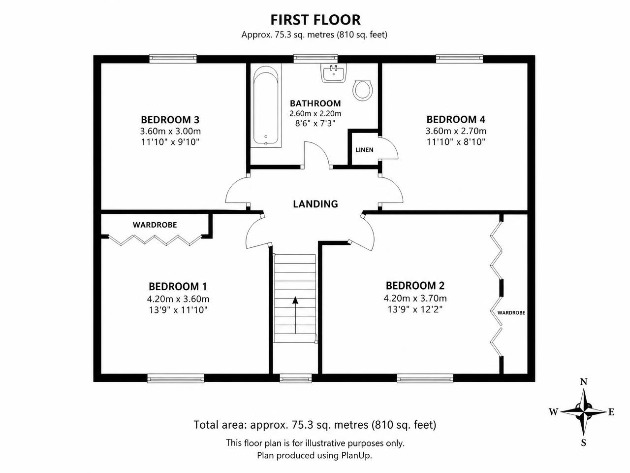 First floor floor plan for 41 Grove Terrace