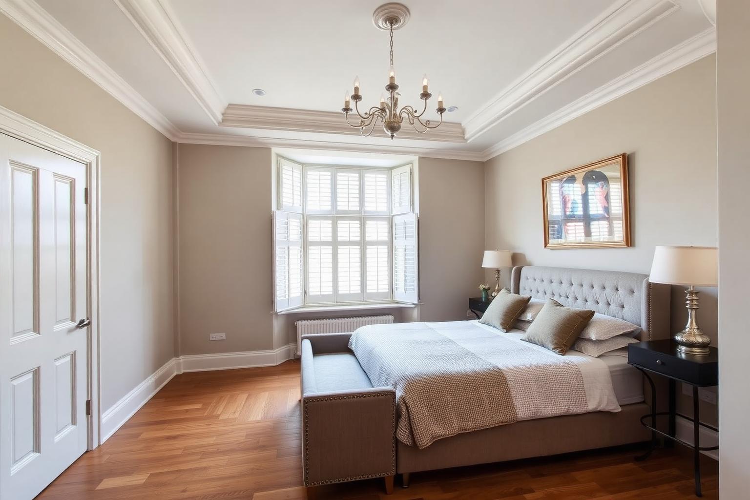 AI restyled principal bedroom in a modern calm style