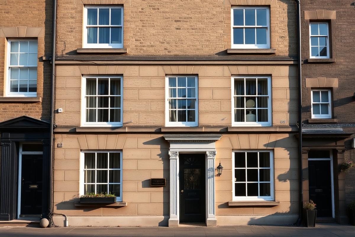 Georgian stone townhouse with sash windows