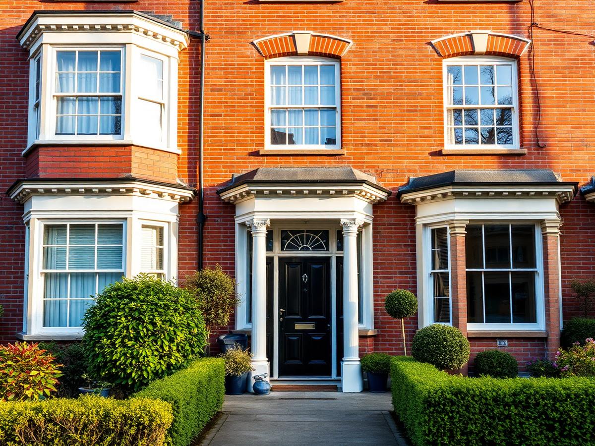 Edwardian red-brick townhouse with bay windows