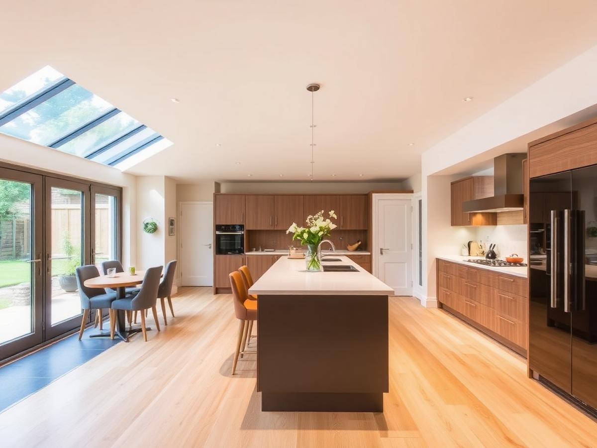 Bright modern kitchen-diner with garden doors